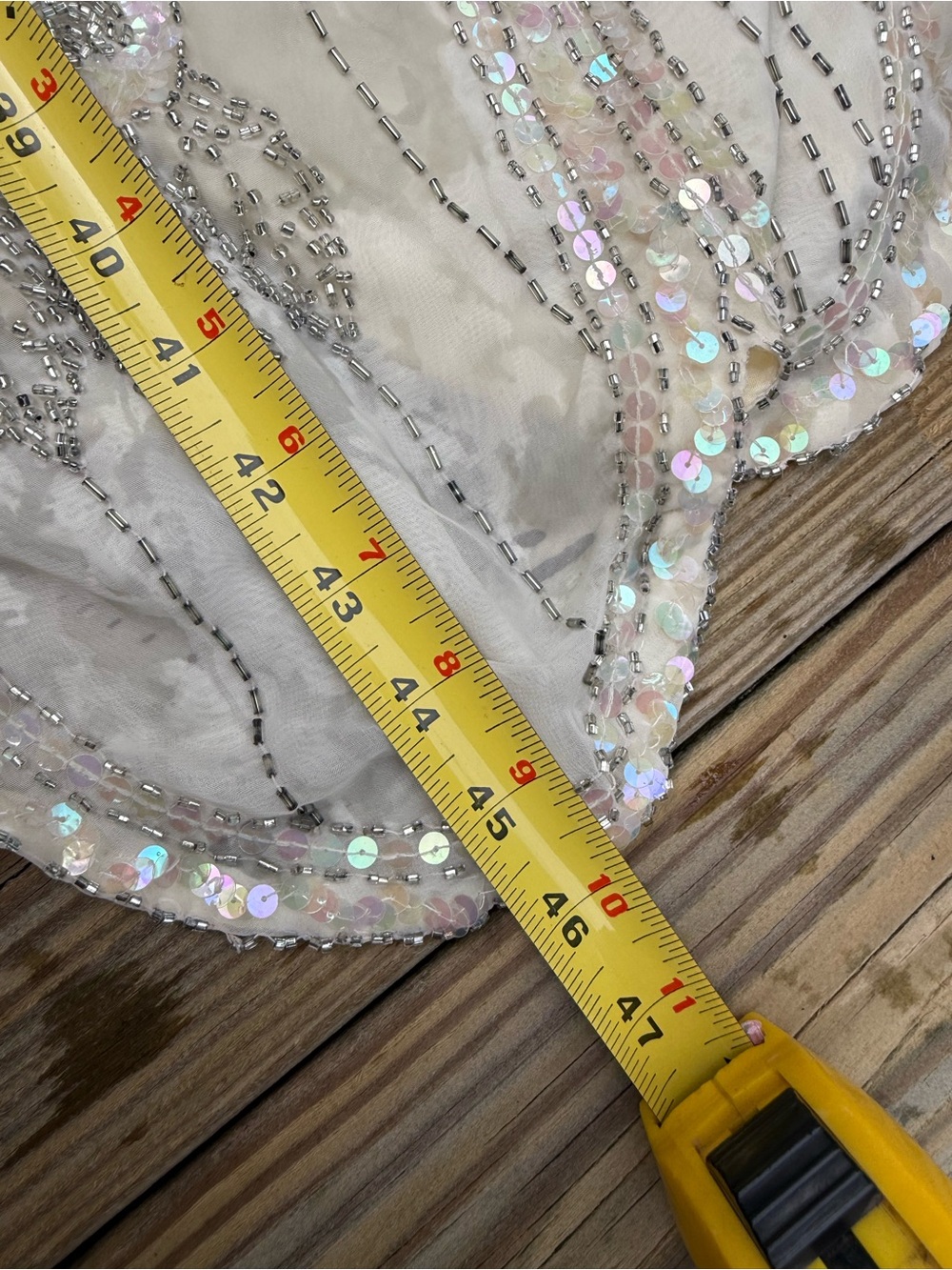 Vintage beaded cache cream dress wedding bride formal large - Picture 12 of 16